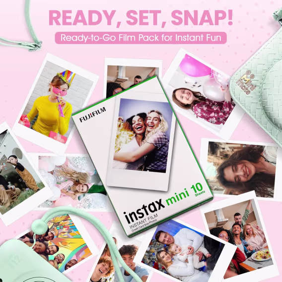 Fujifilm Instax Mini 12 Anlık Fotoğraf Makinesi/Minimate Özel Kılıf/10 Sayfa  Yeşil