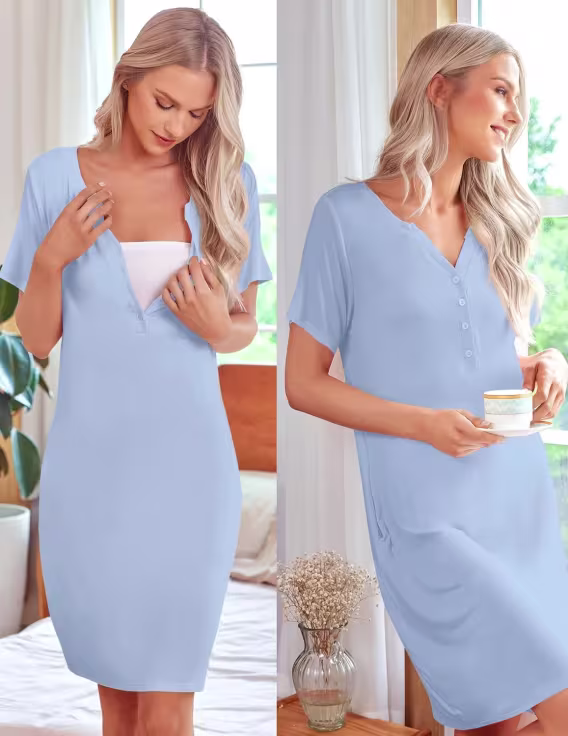 Ekouaer Kadın Kısa Kollu Gecelik 