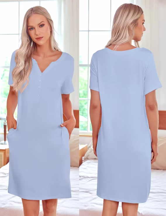 Ekouaer Kadın Kısa Kollu Gecelik 