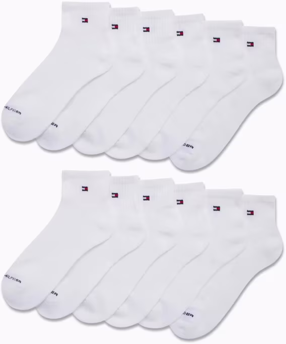 Tommy Hilfiger Erkek Atletik Çorap  Cushion Quarter (12'li Paket)