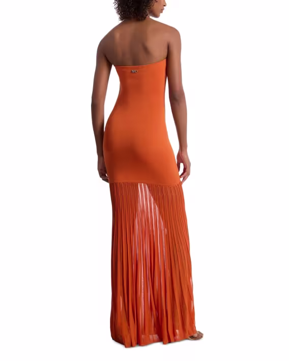 Michael Kors Tube Top Sheer Maxi Elbise