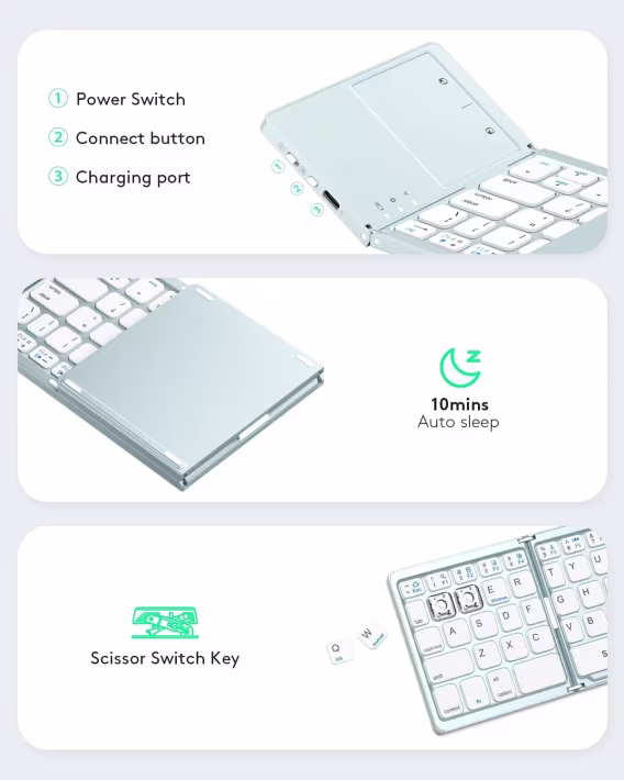 Samsers Touchpadli Katlanabilir Bluetooth Klavye