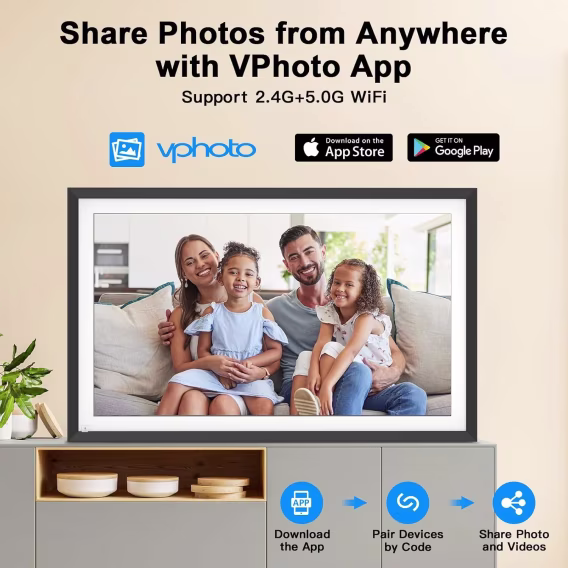 FULLJA 32GB Dokunmatik Ekranlı Dijital Resim Çerçevesi 15 inç