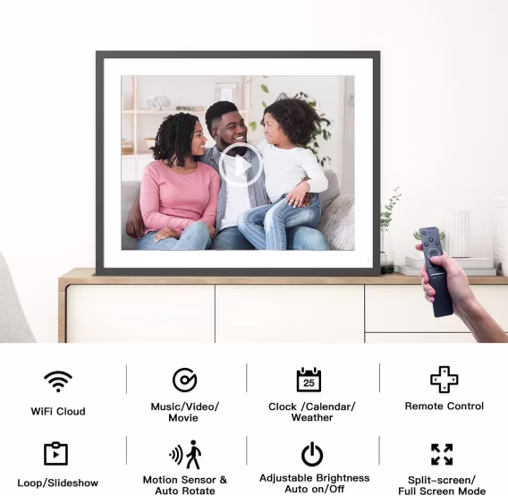 PWOSUN Büyük Dijital Resim Çerçevesi 16.2 İnç