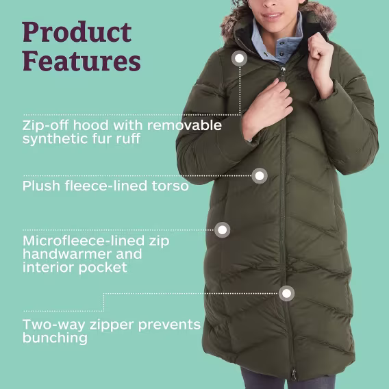 MARMOT Kadın Montrö Tam Boy Şişme Kaban