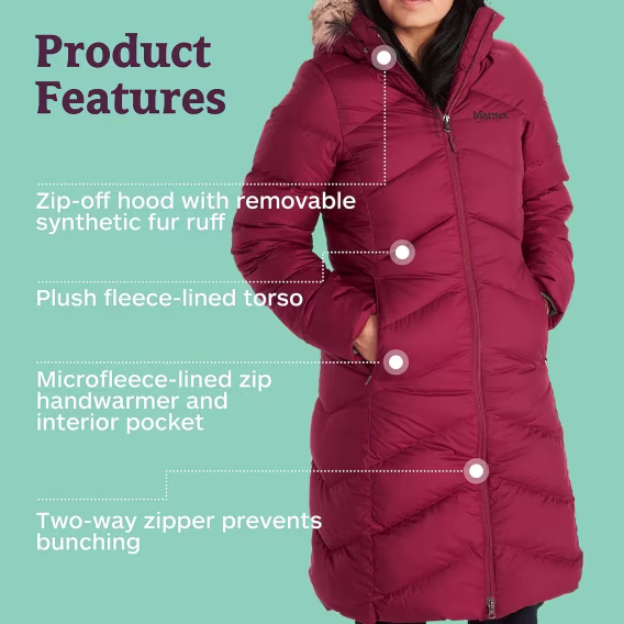 MARMOT Kadın Montrö Tam Boy Şişme Kaban