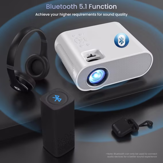HOMPOW Yerli 1080P Full HD Bluetooth Projektör