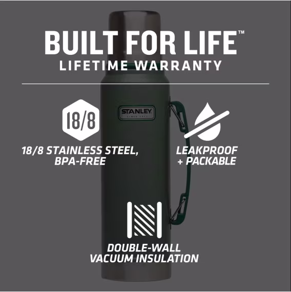 Stanley Klasik Isı Yalıtımlı Çelik Termos 1Lt
