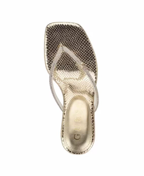 GUESS Kadın Mayan Rhinestone Thong Kitten Topuklu Ayakkabı