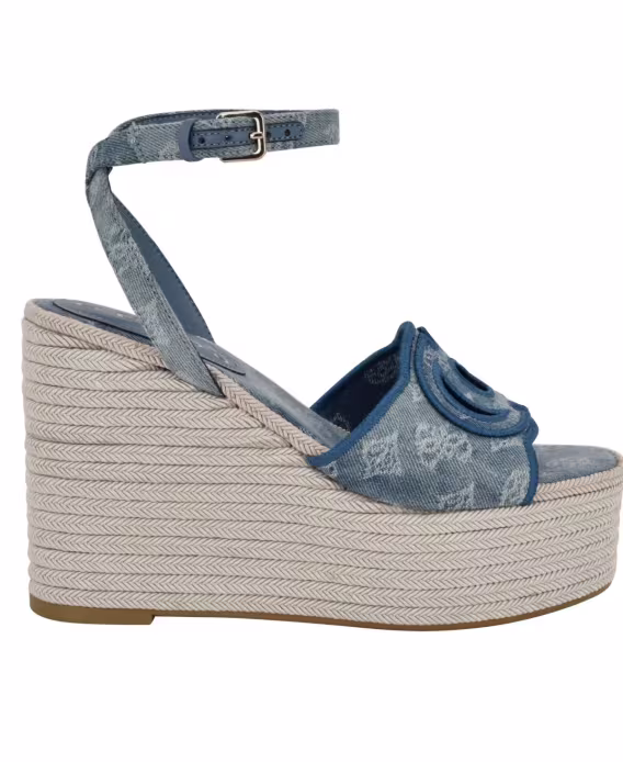 GUESS Kadın Tanveey Quattro G CutOut Topuklu Espadril Kama Sandalet