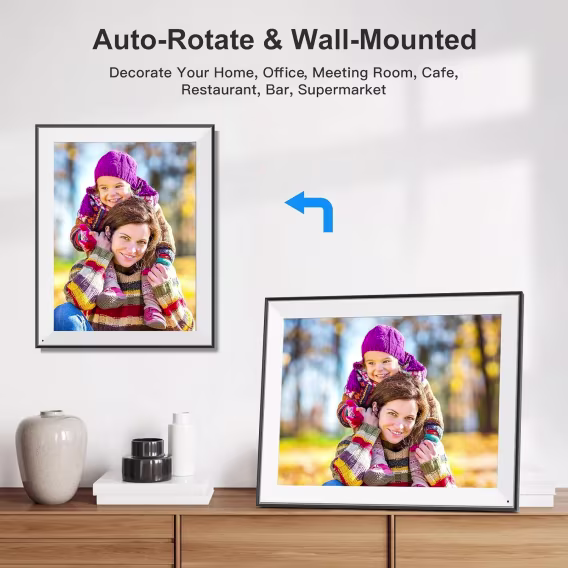 FULLJA 32GB Dokunmatik Ekranlı Dijital Resim Çerçevesi 15 inç