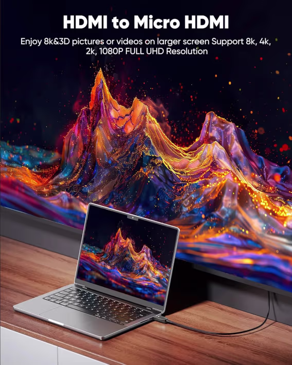 Highwings 4K Mikro HDMIHDMI Naylon Örgülü Kablo 2.0