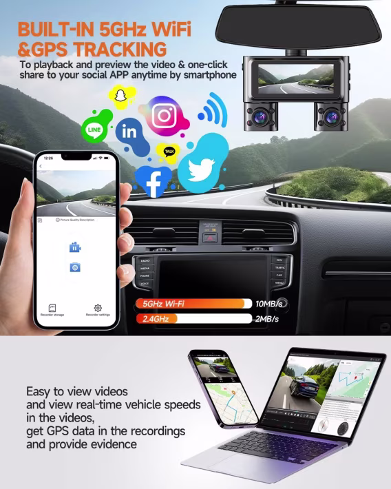 HUPEJOS V7 4 Kanal 360° Dörtlü Araba Kamerası (FHD 1080P)