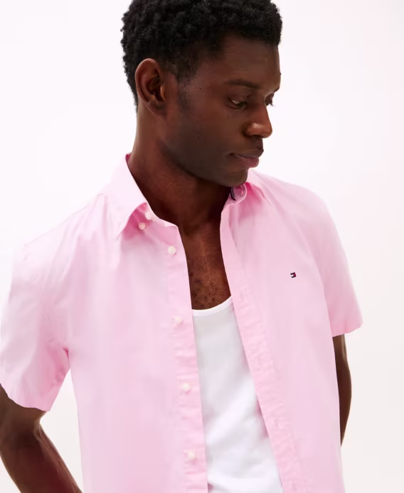 Tommy Hilfiger Kısa Kollu Flex Poplin Regular Fit Erkek Gömlek