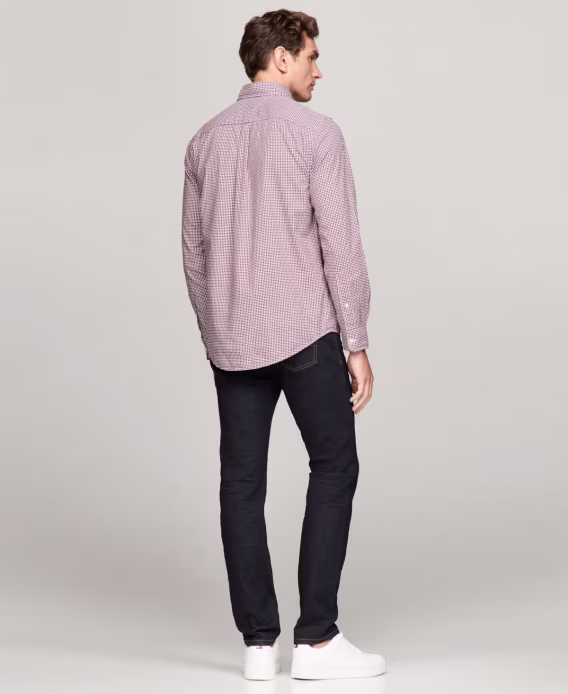 Tommy Hilfiger Erkek Flex Gingham Check Düğmeli Poplin Gömlek