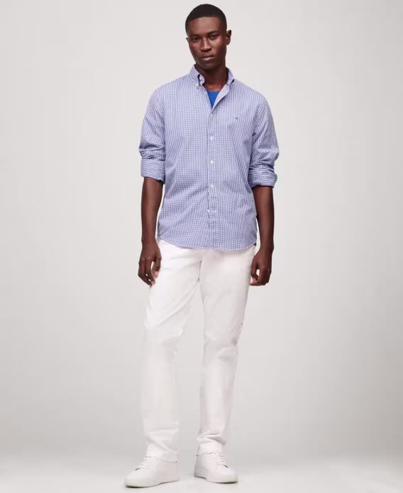 Tommy Hilfiger Erkek Flex Gingham Check Düğmeli Poplin Gömlek