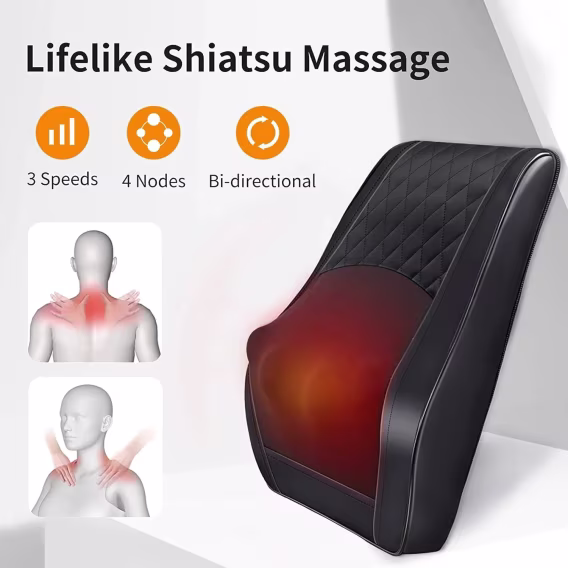 Boriwat Isıtmalı ve Uzaktan Kumandalı Sırt Masaj Aleti  Siyah