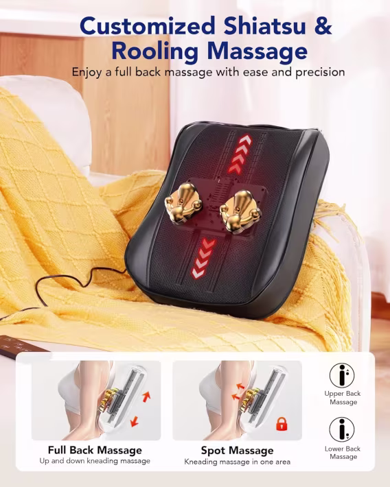 Boriwat Rolling&Shiatsu Isıtmalı 4D Yoğurma Sırt Masaj Aleti 