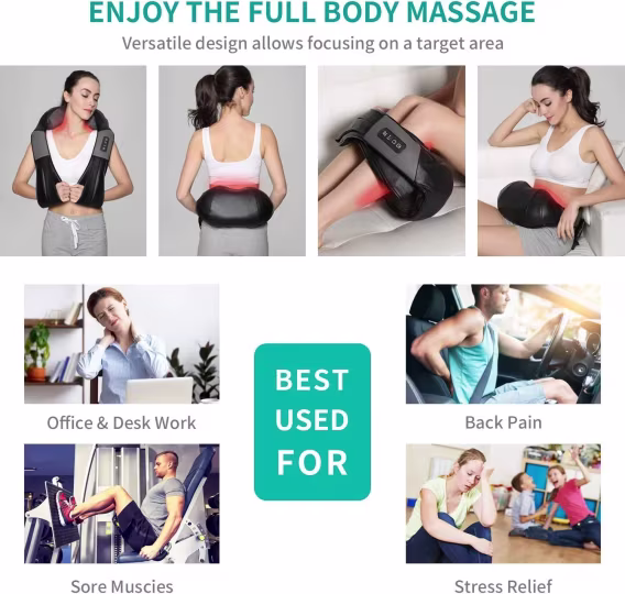 Nekteck Shiatsu Boyun ve Sırt Masaj Aleti Yatıştırıcı Isı  Mavi