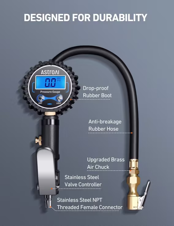 AstroAI Dijital Şişiricili Lastik Basıncı Göstergesi