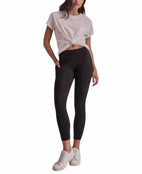 DKNY Sport Kadın Pamuklu Stud Logo Düğüm Önlü Tişört