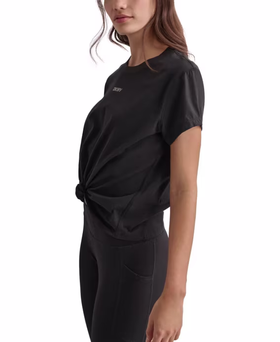 DKNY Sport Kadın Pamuklu Stud Logo Düğüm Önlü Tişört