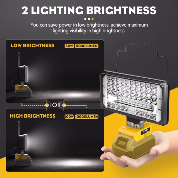 Ecarke DeWalt 18V/20V Lityum Pil için LED Çalışma Işığı (Akülü El Tipi)