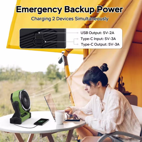 AMACOOL LED Işıklı Pilli Kamp Fanı