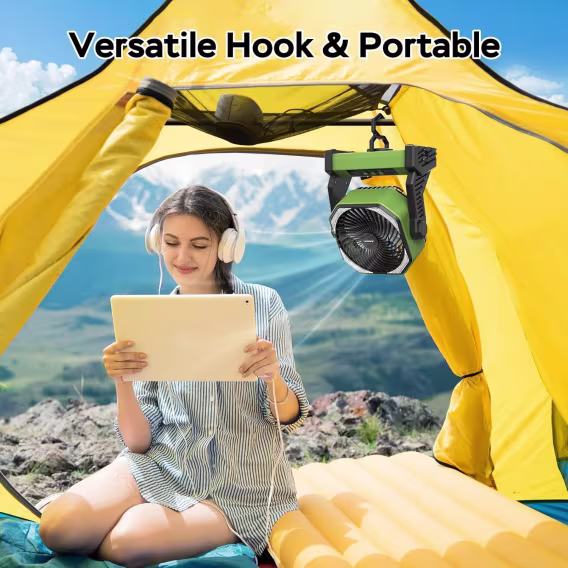 AMACOOL LED Işıklı Pilli Kamp Fanı