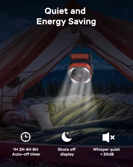 AMACOOL LED Işıklı Pilli Kamp Fanı