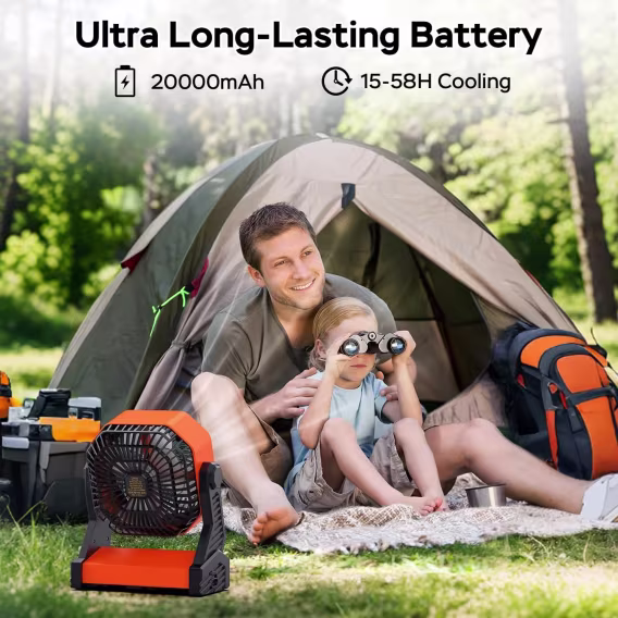 AMACOOL LED Işıklı Pilli Kamp Fanı