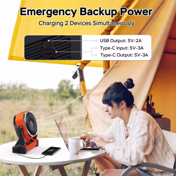 AMACOOL LED Işıklı Pilli Kamp Fanı