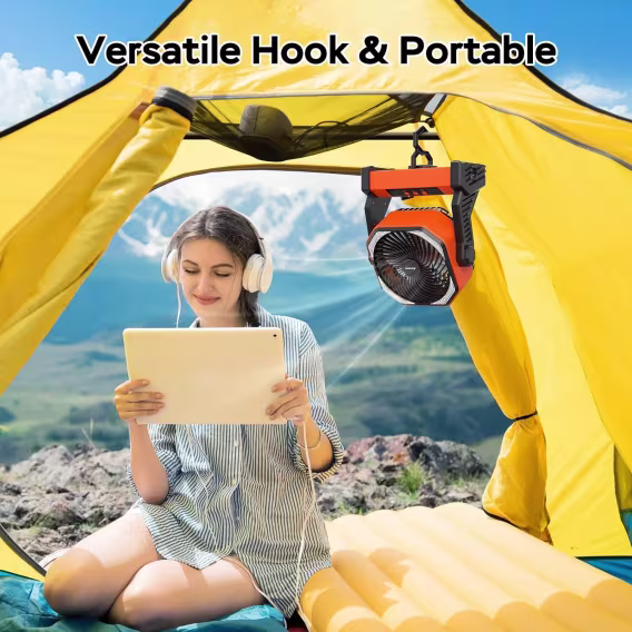 AMACOOL LED Işıklı Pilli Kamp Fanı