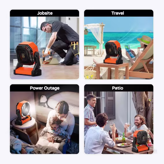 AMACOOL LED Işıklı Pilli Kamp Fanı