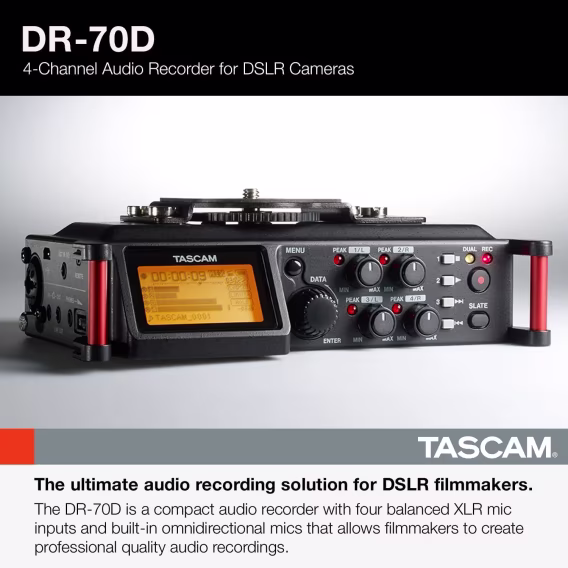 TASCAM Videografçılar İçin 4 Kanallı Taşınabilir Ses Kaydedici  DR70D