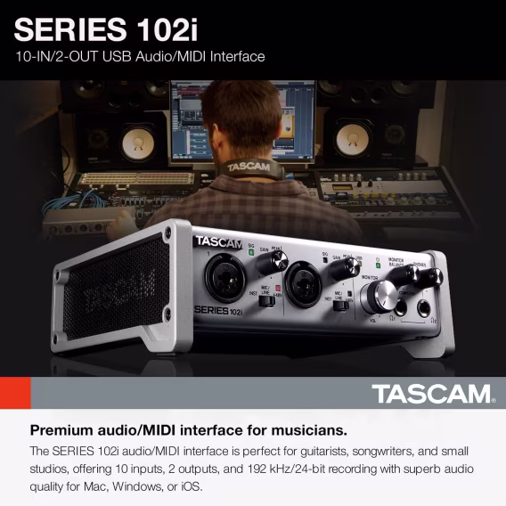 Tascam SERIES 102i MIDI 10 Giriş/2 Çıkış USB Ses Arabirimi 