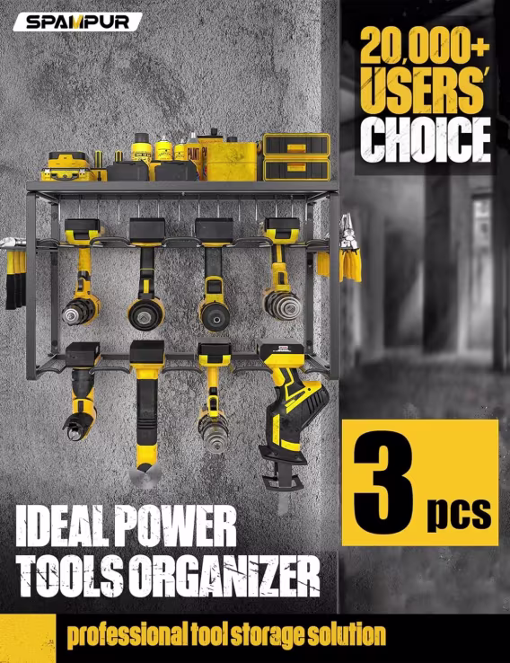 Spampur Şarj İstasyonlu Elektrikli Alet Düzenleyici/Rafı