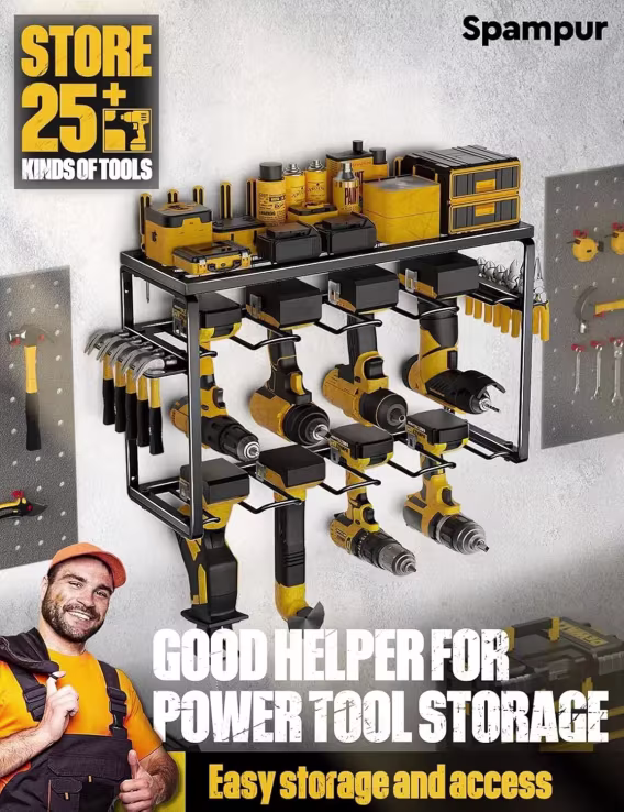 Spampur Şarj İstasyonlu Elektrikli Alet Düzenleyici/Rafı