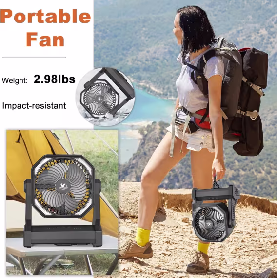 KITWLEMEN 20000mAh Pil ile Çalışan Kamp Fanı