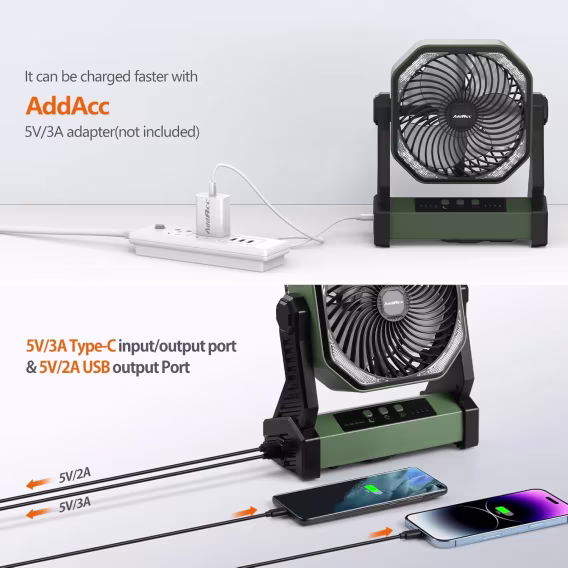 AddAcc 20000mAh Şarj Edilebilir Kamp Fanı