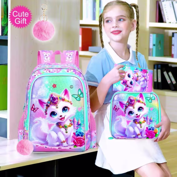 FTJCF Kız Çocuk Unicorn Sırt Çantası 3'lü