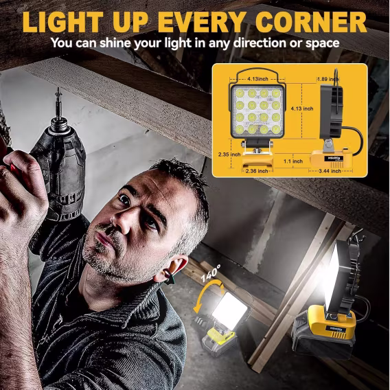  MtiolHig Dewalt Batarya için Kablosuz LED Çalışma Işığı