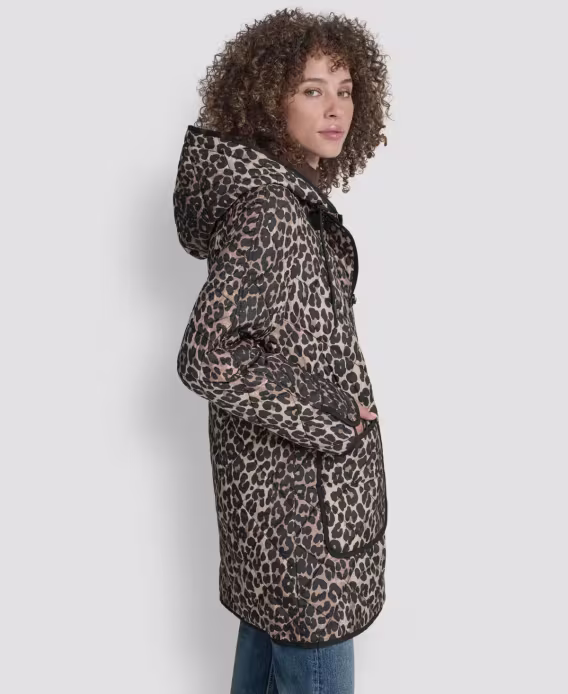 DKNY  Kadın Kapüşonlu Toggle Yastık Detaylı Palto