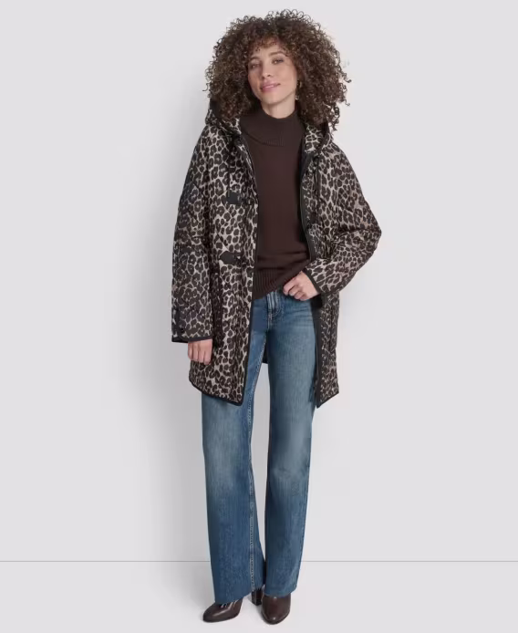 DKNY  Kadın Kapüşonlu Toggle Yastık Detaylı Palto