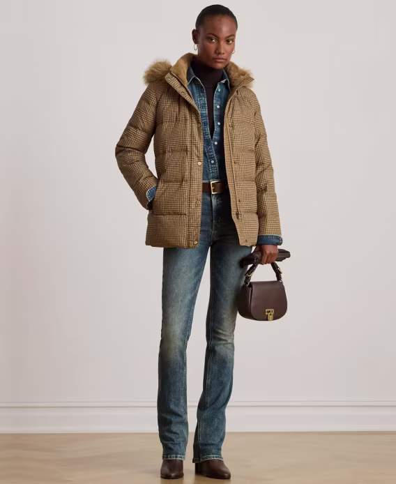 Lauren Ralph Lauren Kadın FauxFur Kapüşonlu Şişme Mont