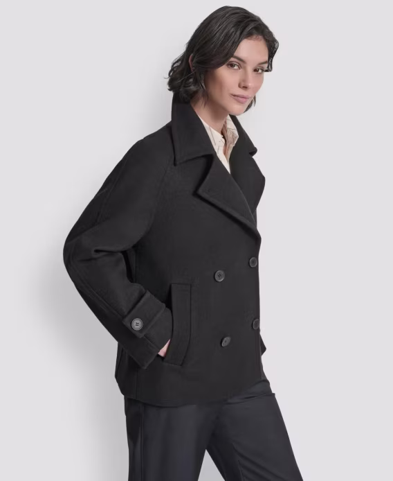 DKNY Kadın Kısa Çift Sıralı Yakalı Mont