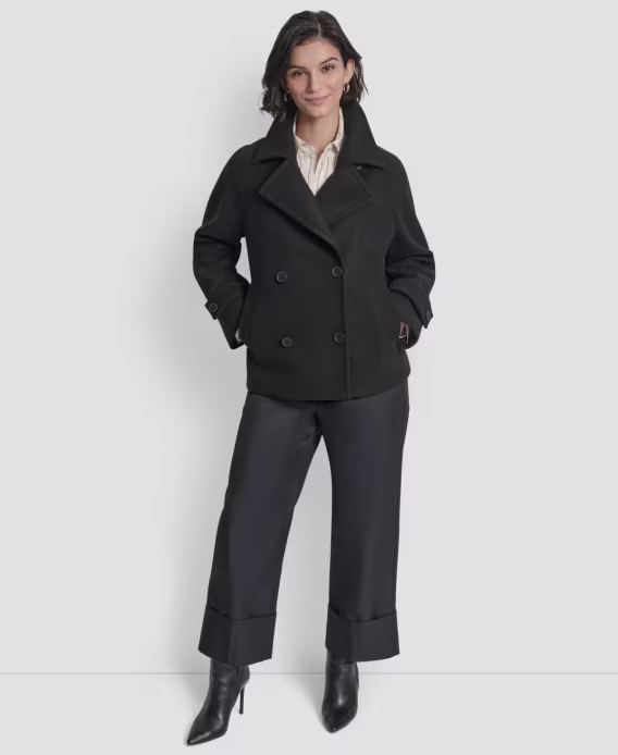 DKNY Kadın Kısa Çift Sıralı Yakalı Mont