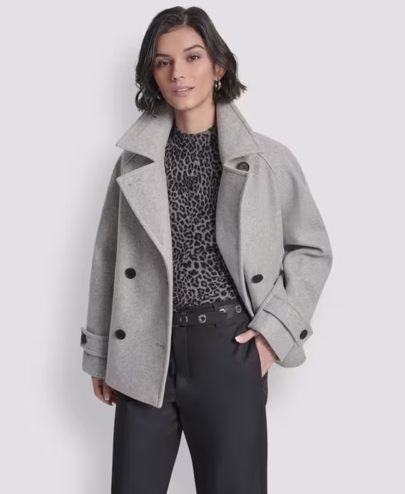 DKNY Kadın Kısa Çift Sıralı Yakalı Mont