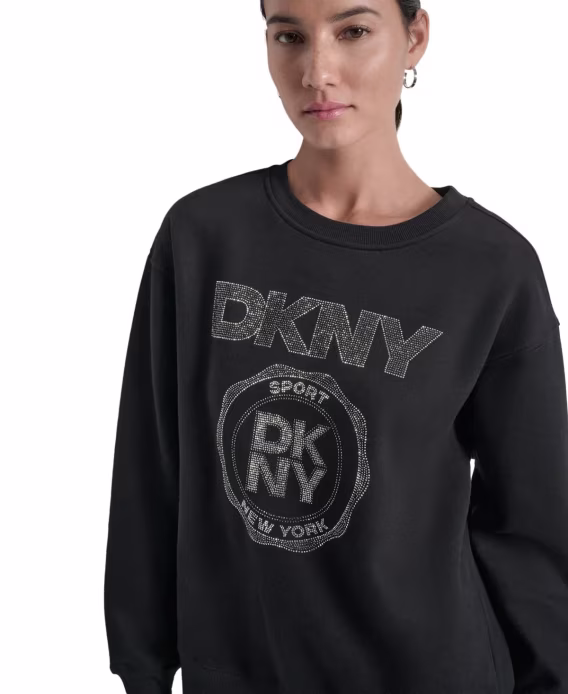DKNY Sport Kadın Madalyon Logolu Yuvarlak Yaka Sweatshirt