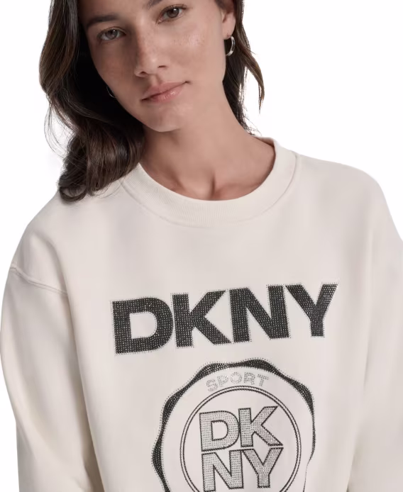 DKNY Sport Kadın Madalyon Logolu Yuvarlak Yaka Sweatshirt